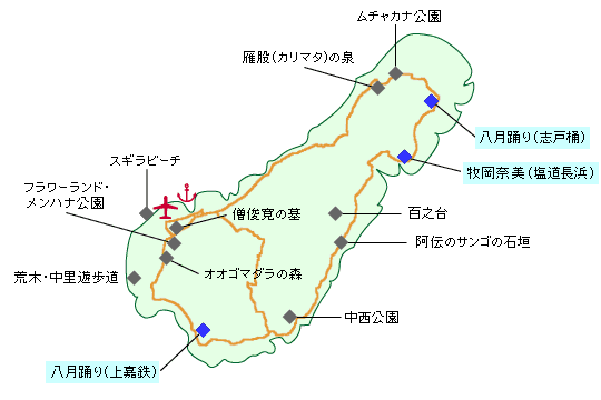 喜界島の基本マップ